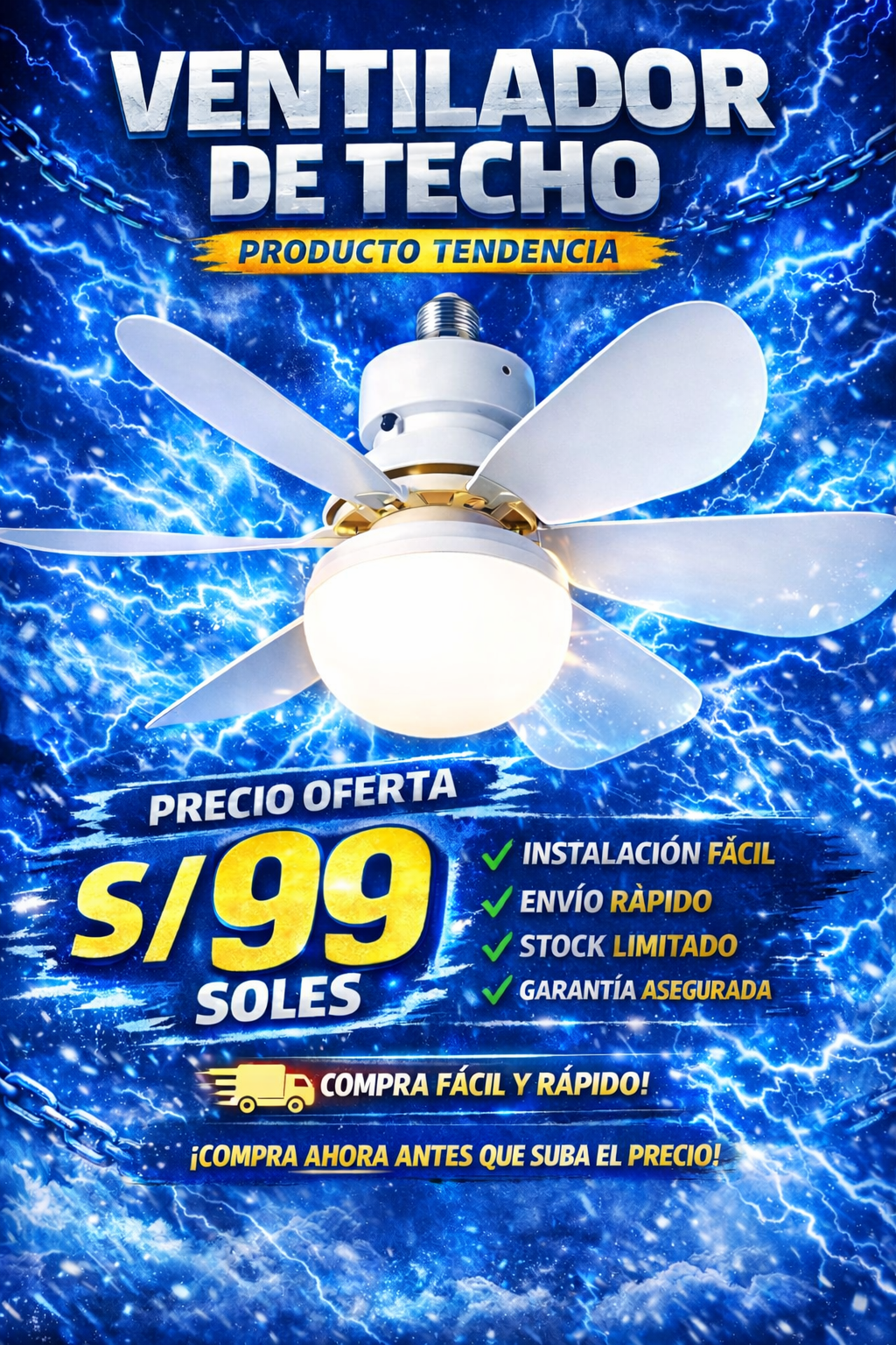 FOCO VENTILADOR SMART LED+ CONTROL REMOTO