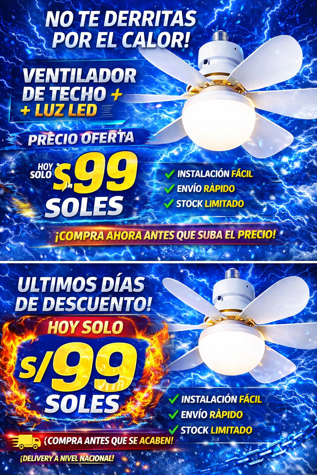 FOCO VENTILADOR SMART LED+ CONTROL REMOTO